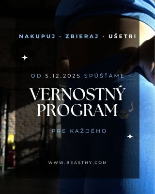 Vernostný program BEASTHY je tu. Nakupuj. Zbieraj. Ušetri. 🖤 Každé euro tvojho nákupu sa mení na kredity, ktoré môžeš...